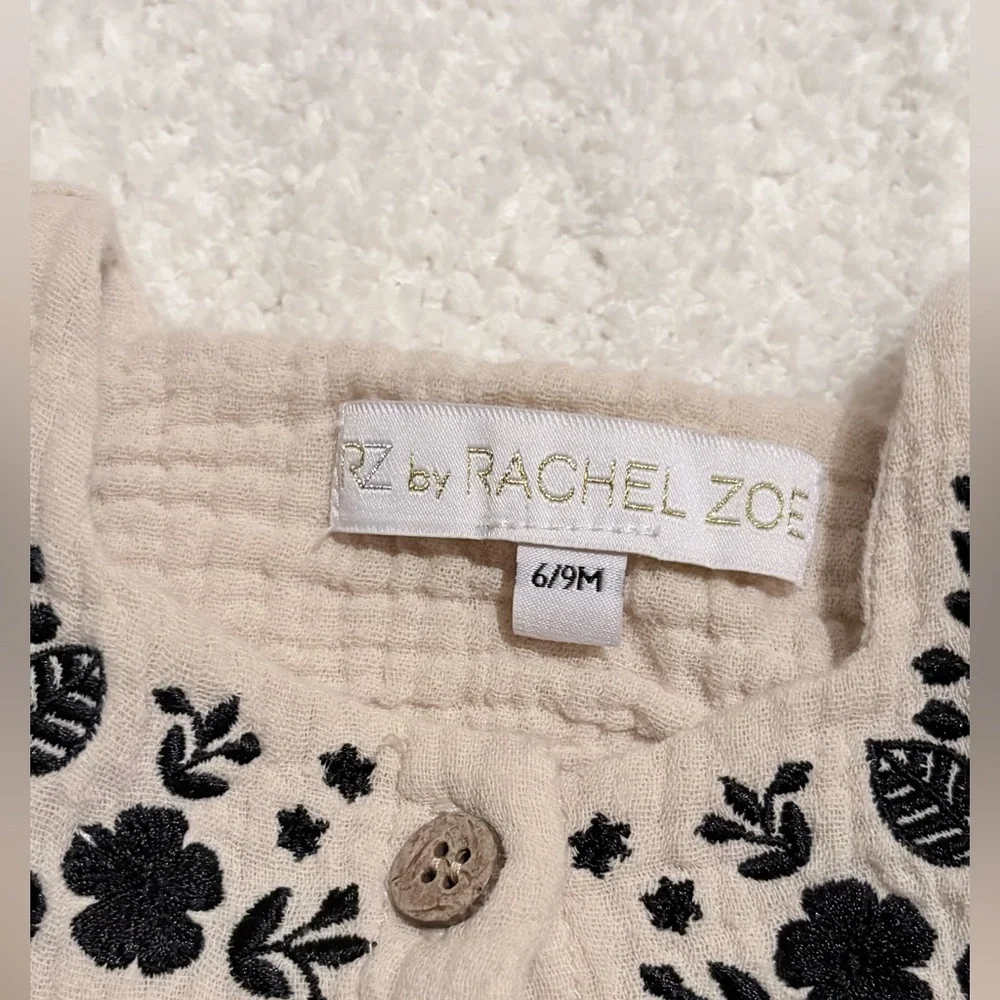 Rachel Zoe Baby Romper with Black Embroidery